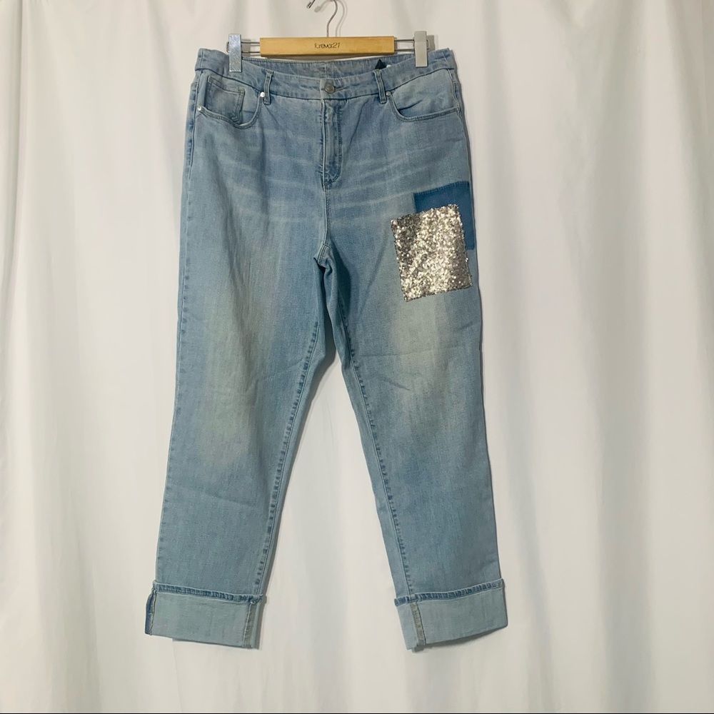 Chicos So Slimming Girlfriend Ankle Light Wash Jeans Size 14 (2.5)